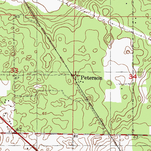Topographic Map of Peterson, FL