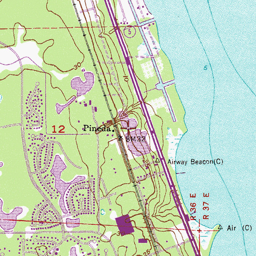 Topographic Map of Pineda, FL