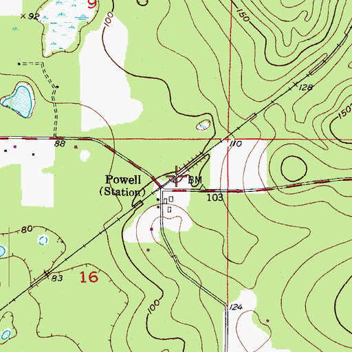 Topographic Map of Powell, FL