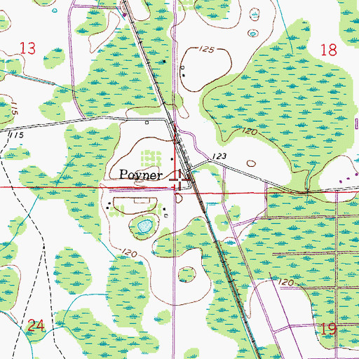 Topographic Map of Poyner, FL