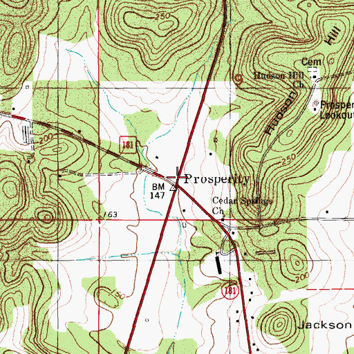 Topographic Map of Prosperity, FL