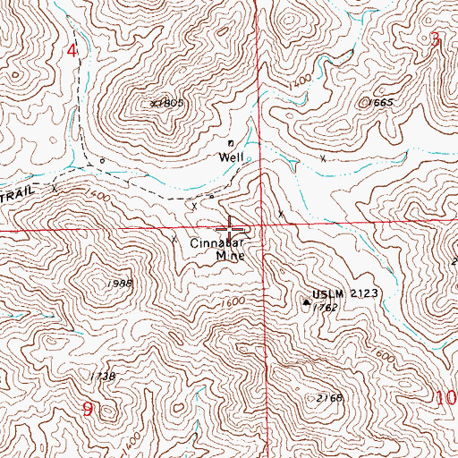 Topographic Map of Cinnabar Mine, AZ