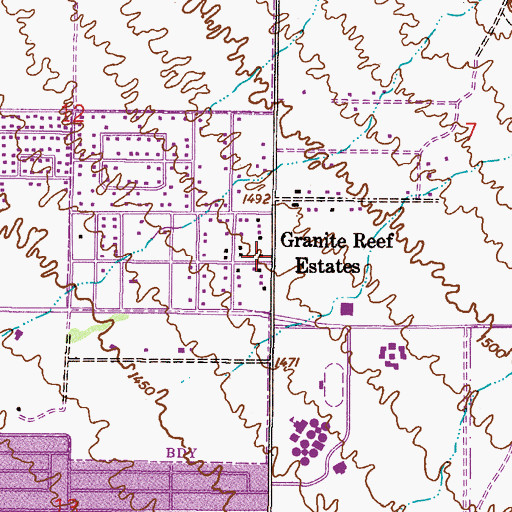 Topographic Map of Granite Reef Estates, AZ