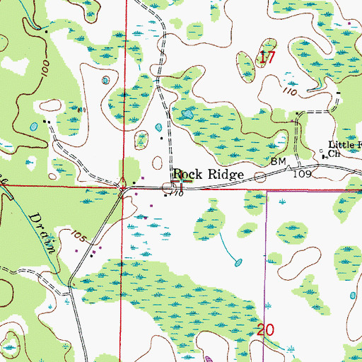 Topographic Map of Rock Ridge, FL