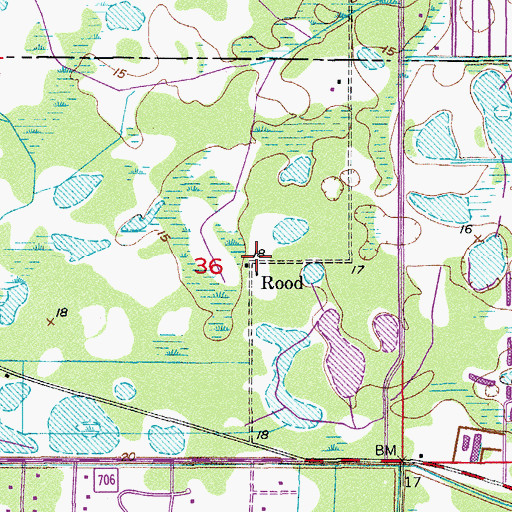 Topographic Map of Rood, FL