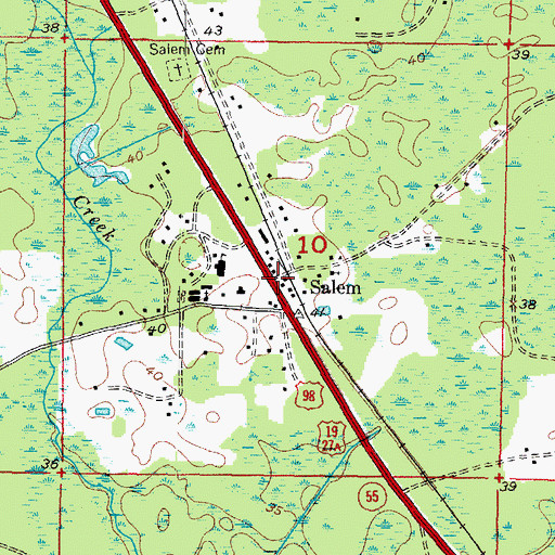 Topographic Map of Salem, FL