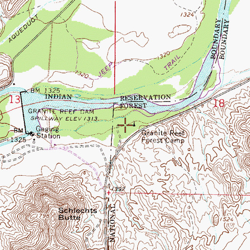 Topographic Map of Granite Reef Recreation Site, AZ
