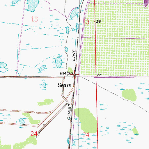 Topographic Map of Sears, FL