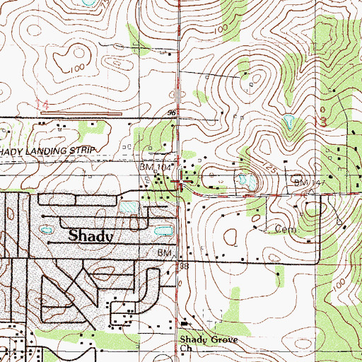 Topographic Map of Shady, FL