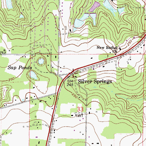 Topographic Map of Silver Springs, FL