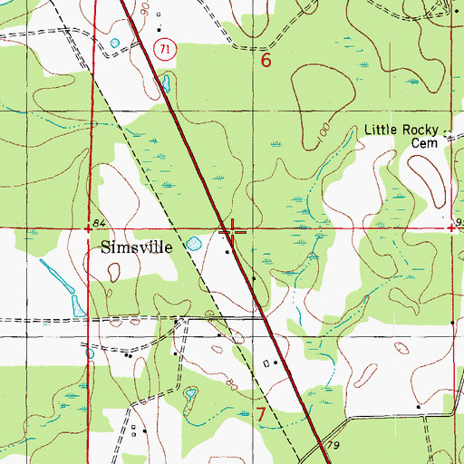 Topographic Map of Simsville, FL