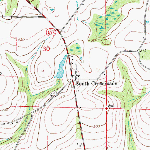 Topographic Map of Smith Crossroads, FL
