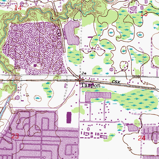 Topographic Map of Tarpon, FL