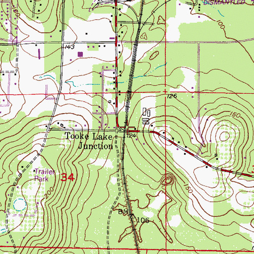 Topographic Map of Tooke Lake Junction, FL