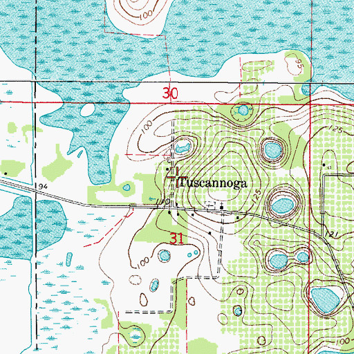 Topographic Map of Tuscannoga, FL