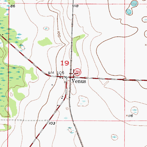 Topographic Map of Venus, FL
