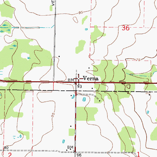 Topographic Map of Verna, FL
