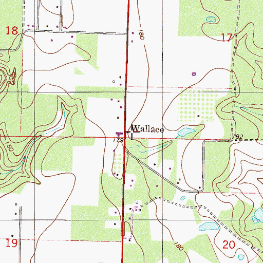 Topographic Map of Wallace, FL