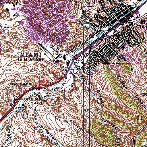 Topographic Map of Granite Springs Canyon, AZ