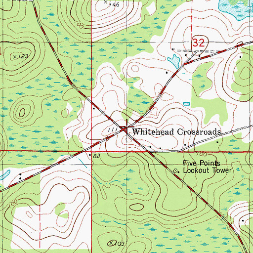 Topographic Map of Whitehead Crossroads, FL