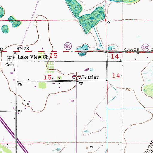 Topographic Map of Whittier, FL