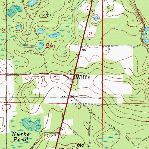 Topographic Map of Willis, FL