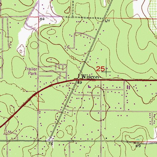 Topographic Map of Wiscon, FL
