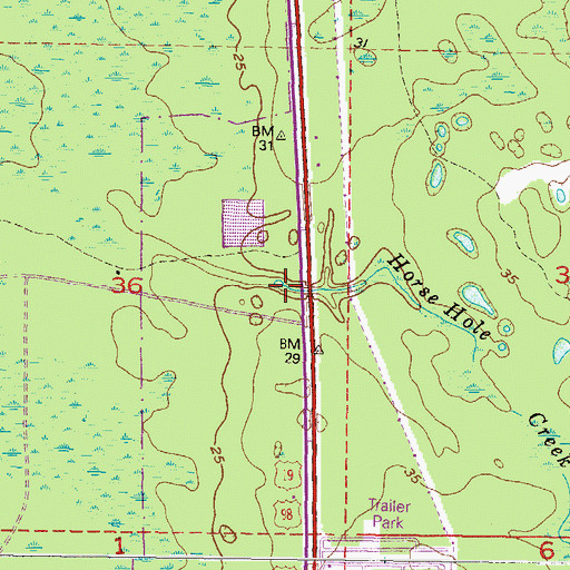 Topographic Map of Horse Hole Creek, FL