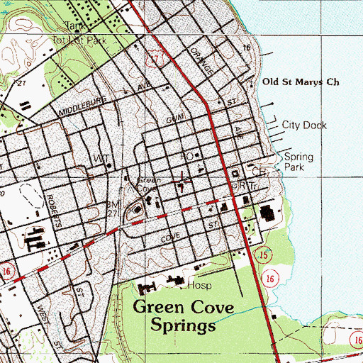 Topographic Map of First Baptist Church, FL