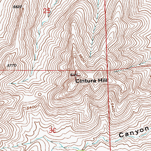 Topographic Map of Cintura Hill, AZ