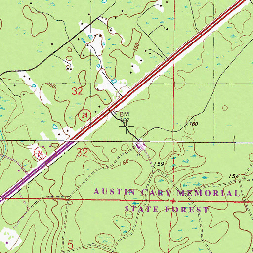 Topographic Map of Austin Cary Monument (historical), FL