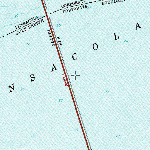 Topographic Map of Pensacola Bay, FL