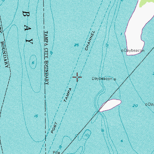 Topographic Map of Port Tampa Channel, FL