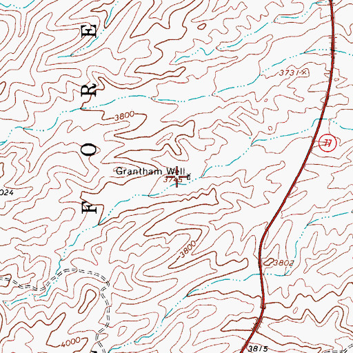 Topographic Map of Grantham Well, AZ