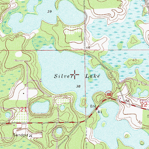 Topographic Map of Silver Lake, FL