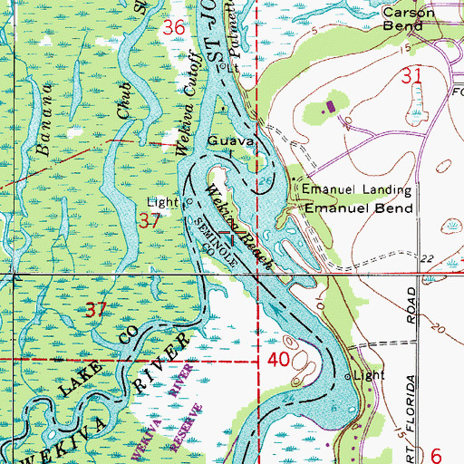 Topographic Map of Wekiva Beach, FL