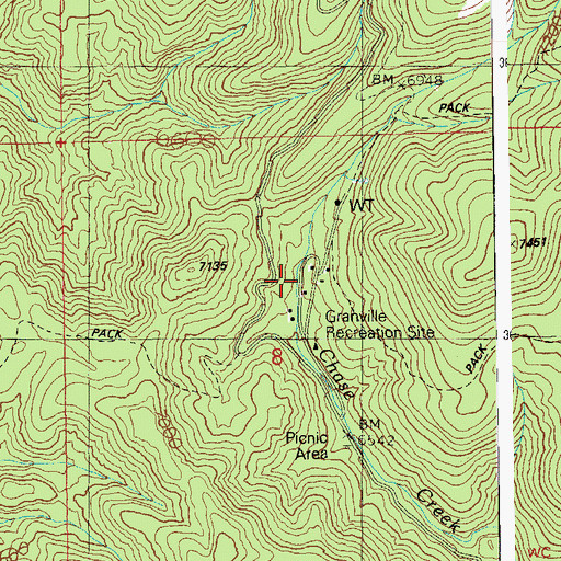 Topographic Map of Granville Recreation Area, AZ