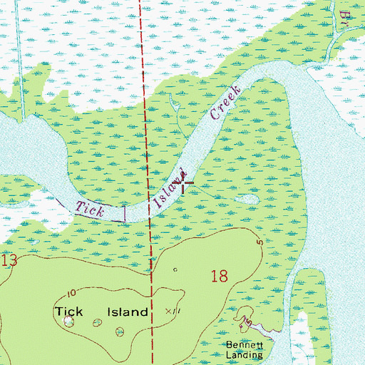 Topographic Map of Tick Island Creek, FL