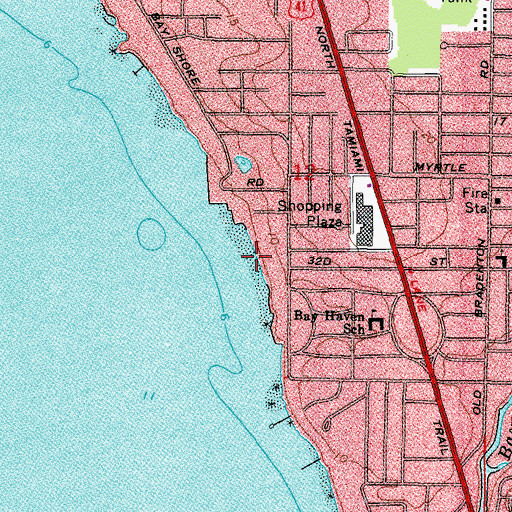 Topographic Map of Indian Beach, FL