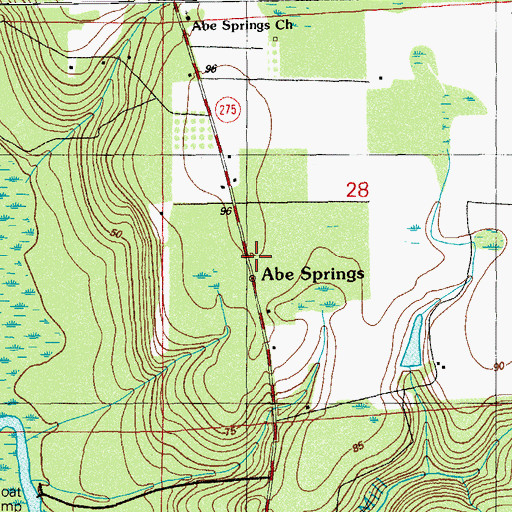 Topographic Map of Abe Springs, FL
