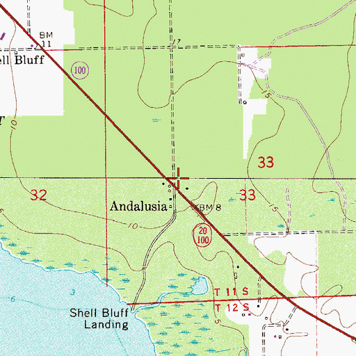 Topographic Map of Andalusia, FL