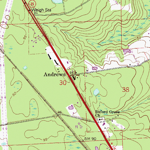 Topographic Map of Andrews, FL