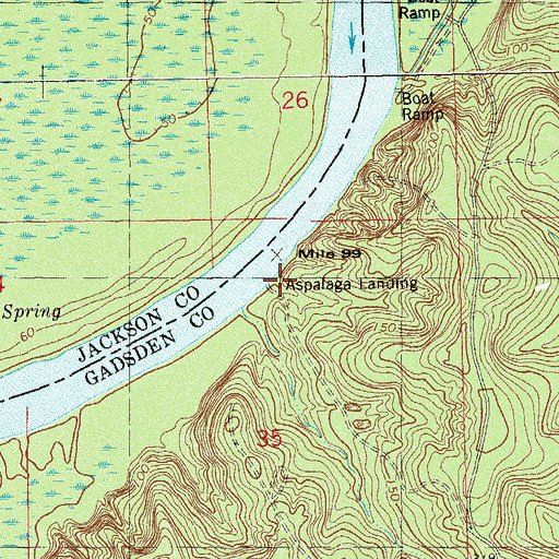 Topographic Map of Aspalaga Landing, FL