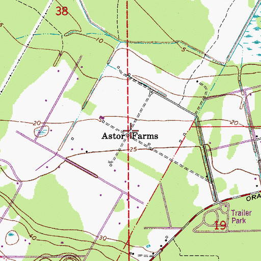 Topographic Map of Astor Farms, FL