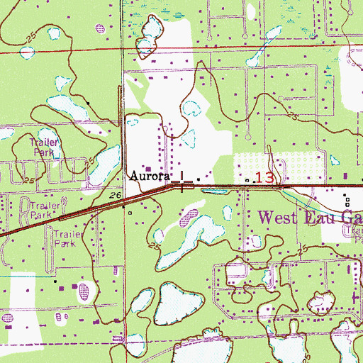 Topographic Map of Aurora, FL