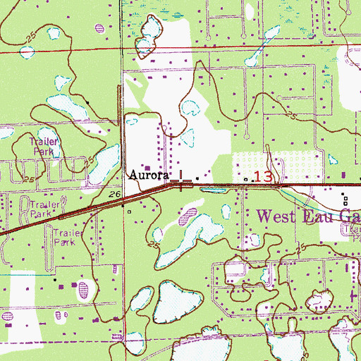 Topographic Map of Aurora, FL
