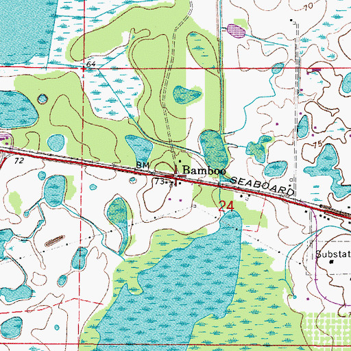 Topographic Map of Bamboo, FL