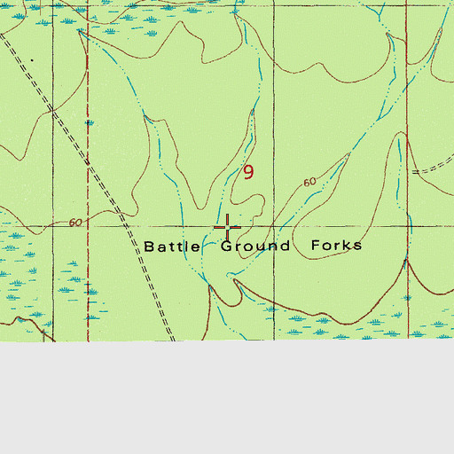 Topographic Map of Battle Ground Forks, FL