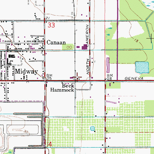 Topographic Map of Beck Hammock, FL