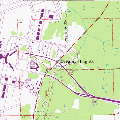 Topographic Map of Beeghly Heights, FL